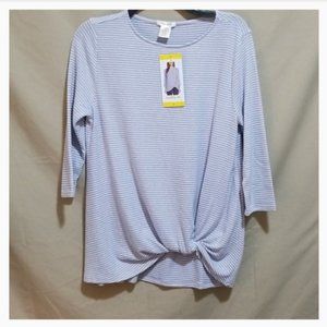 Matty M Women's 3/4 Sleeve Knot Top Shirt